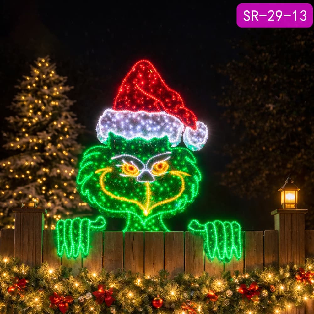 Commercial Outdoor Grinch LED Motif Light Decoration Custom 2D & 3D Christmas Lights for Yard & Holiday Displays Commercial Outdoor Grinch LED Motif Light Decoration Custom 2D & 3D Christmas Lights for Yard & Holiday Displays