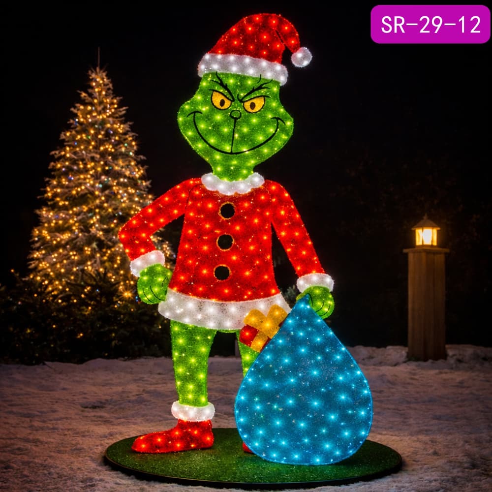 Commercial Outdoor Grinch LED Motif Light Decoration Custom 3D Christmas Lights for Yard Holiday Displays Commercial Outdoor Grinch LED Motif Light Decoration Custom 3D Christmas Lights for Yard Holiday Displays