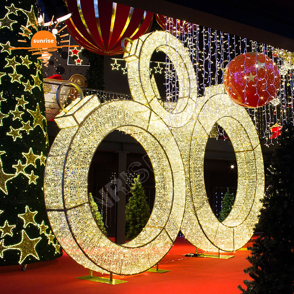 New year's decor waterproof IP65 Christmas hanging flat ball light outdoor decorative bauble/ornament theme LED motif light