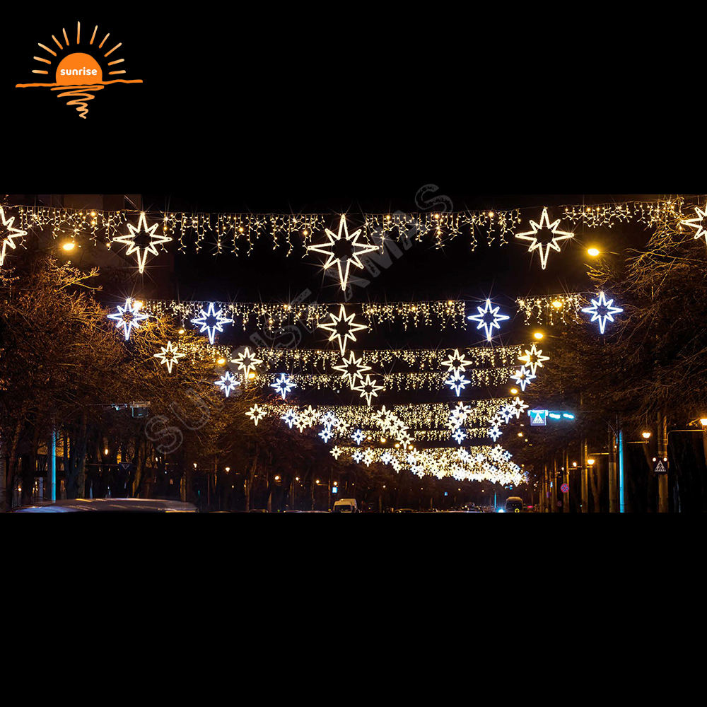Customized Cross Street Christmas Decoration Outdoor Motif Lights Mounted Decorations Rope Motif Light for Festive Displays
