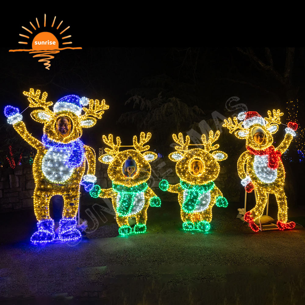 Led Rope Reindeer Motif Light Outdoor holiday christmas decorative photo ops frame Light show for Festive Displays in stock