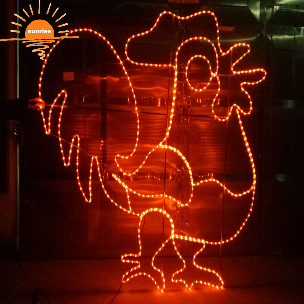 Customizable Decorative Lighting Outdoor 2d Rope String LED Lights Large Holiday Decoration Shopping Mall Chicken Pattern Lights