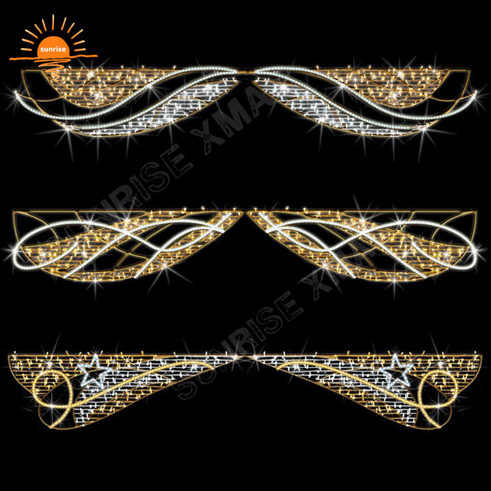 Christmas Reindeer Cross Street Motif Light Xmas 3D Decoration Light for Garden Urban Light Across Street Decoration Hanging Led
