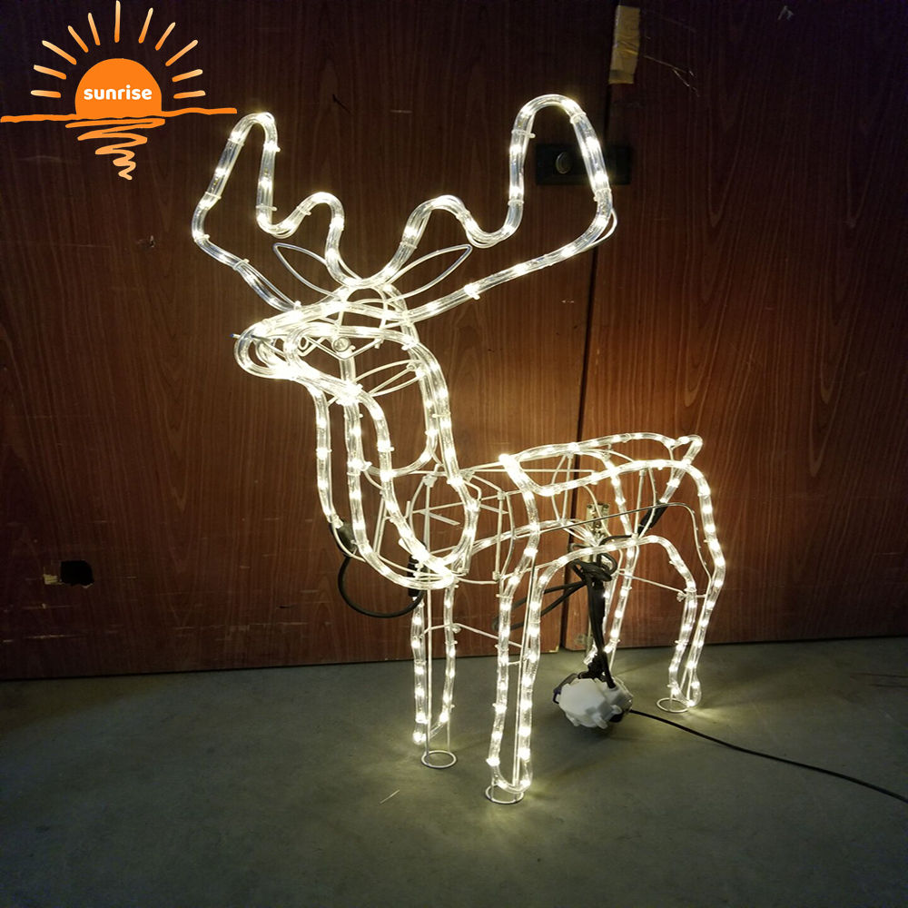 Hot Sale Christmas Decorations Sculpture Outdoor Decorative 3D Shaking Head Led Deer Light