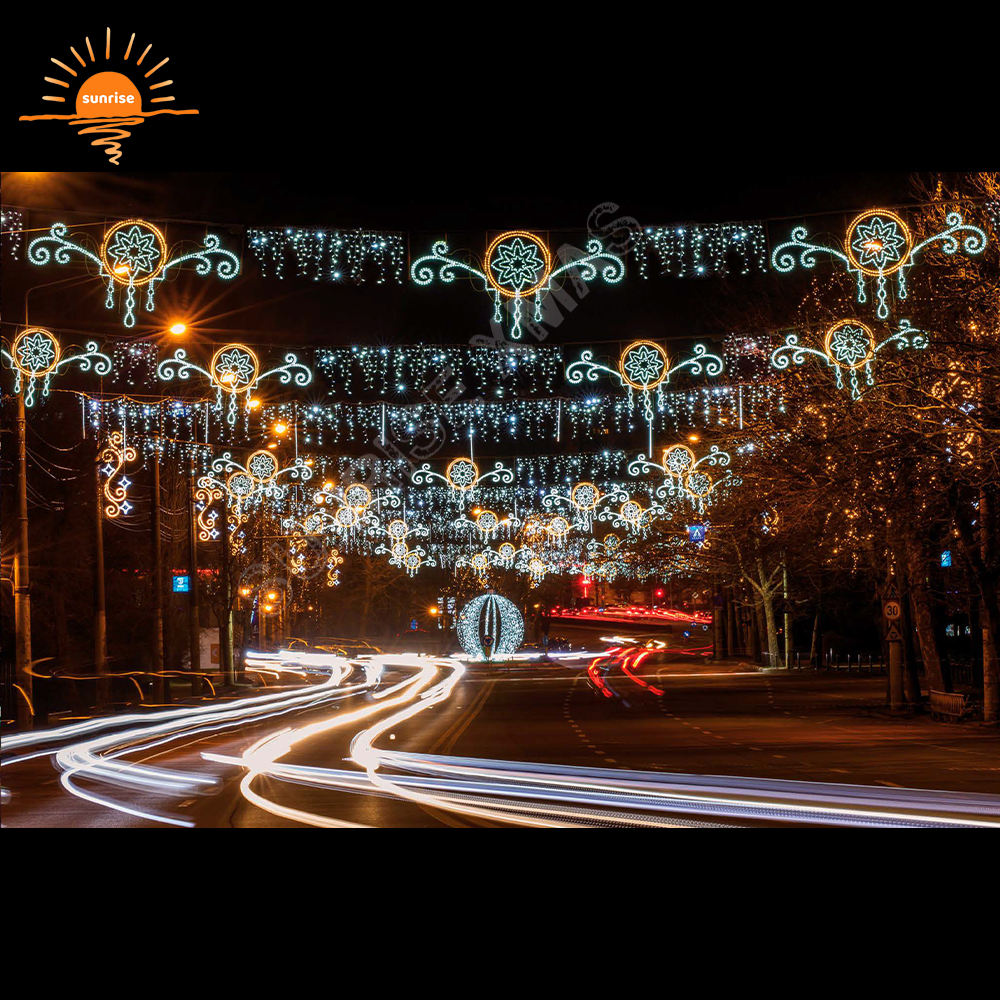Urban Street Decoration Customized Cross Street Christmas Decoration Outdoor Christmas Cross Street Motif Lights Decoration