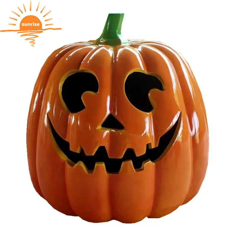 Fiberglass Halloween Sculpture Pumpkin Glowing Sculpture Holiday Crafts Customization