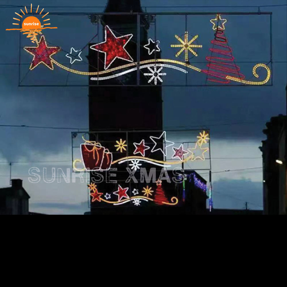 Across Street Christmas Decorations Star Hanging Motif Light 2d Urban Lights Street Flagpole Christmas Decoration Rope Light