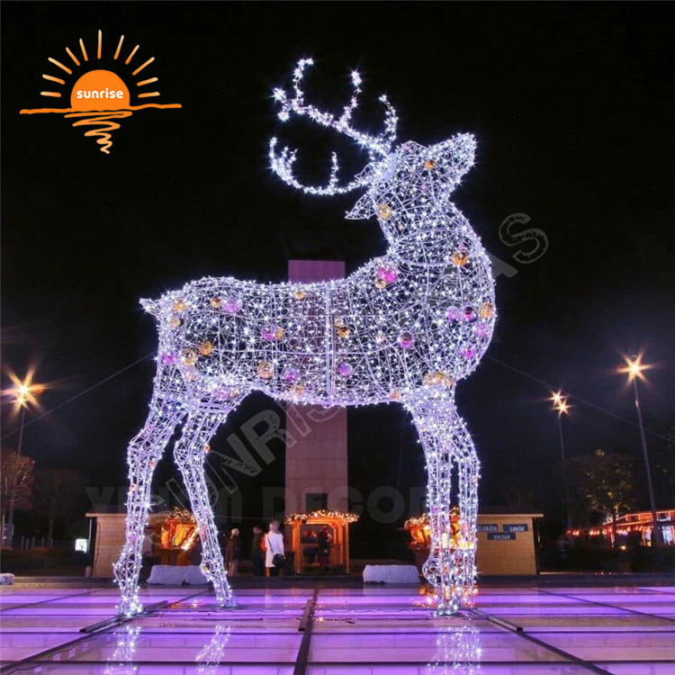 High Quality 3d Christmas Standing Reindeer Deer Light for Yard Decoration large LED outdoor motif light show