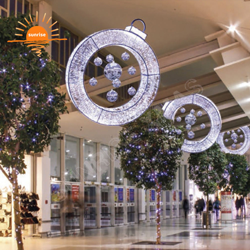 High-quality waterproof IP65 Christmas hanging flat ball light giant outdoor decorative bauble/ornament theme LED motif light