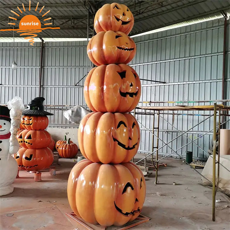 Customs Fiberglass Halloween Statue Sculpture Resin Crafts Giant Skeleton Pumpkin Cart Props Toy Halloween Decorations Outdoor