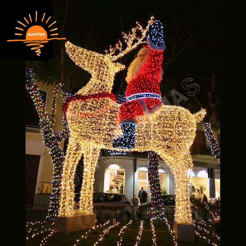 outdoor 3m/5m/6m waterproof large Holiday decoration in stock Christmas led motif light show 3D Glowing reindeer yard ornament