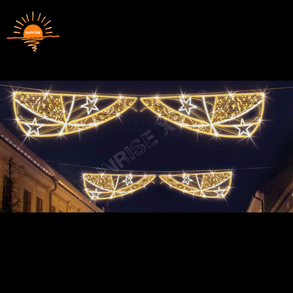 Rope Motif Light for Festive Displays Xmas Holiday Decoration Cross Street Hanging Led Xmas Across Street Lamp Decorative