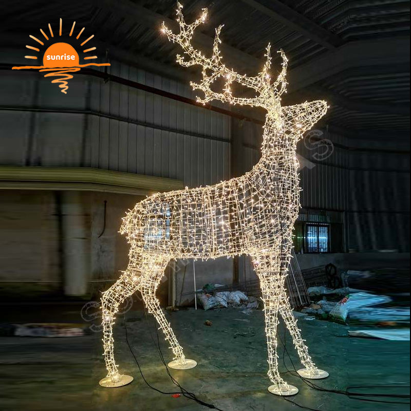 Giant light-up reindeer for yard Metal wire frame reindeer lights Holiday & Decorative Use Festive motif light display