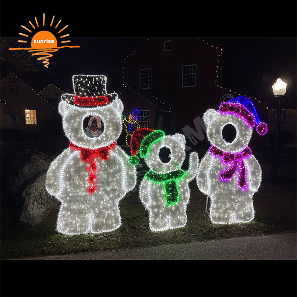Holiday mall waterproof Animals theme decoration Christmas photo ops 2D bear teddy light show xmas Design LED motif light