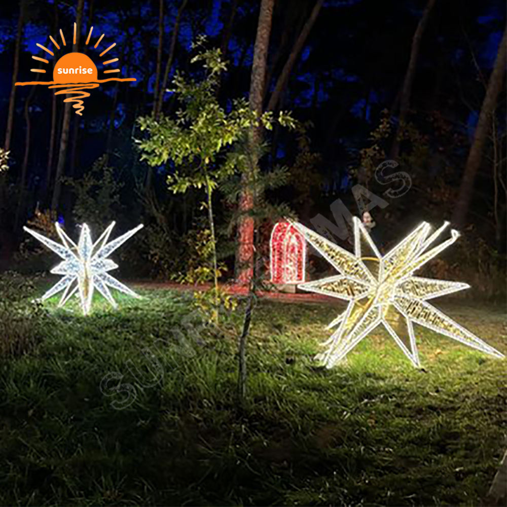 Winter outdoor waterproof shooting star street light led motif light for park commercial Christmas starburst ornament decoration