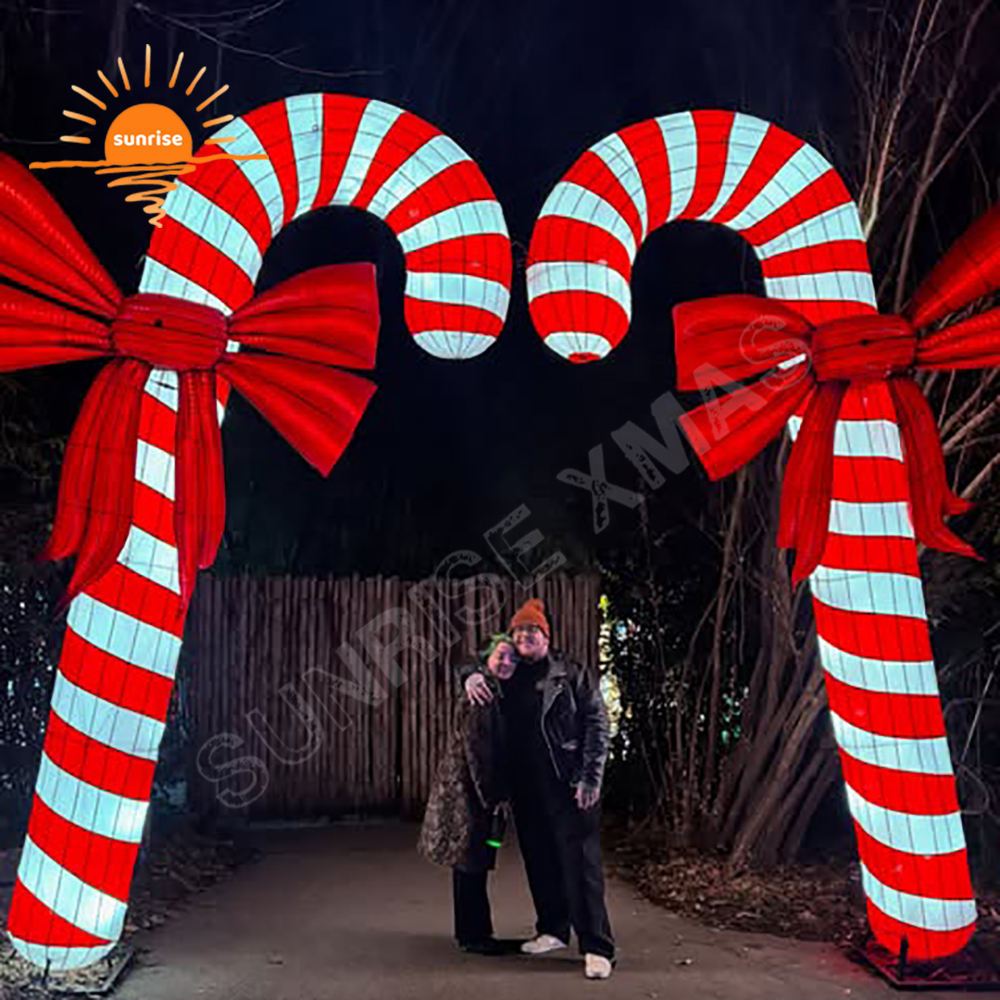 IP65 LED Light Show Christmas Outdoor Candy Cane Arch Props Candy Wallk Through Tunnel for Store Shop Decoration in Stock