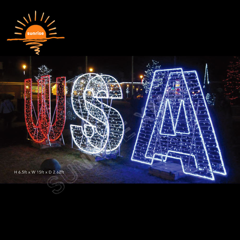 Xmas Letters Motif Light High Quality 3d Large Outdoor Commercial Led Lighted Christmas Tree for Outdoor Christmas Decoration