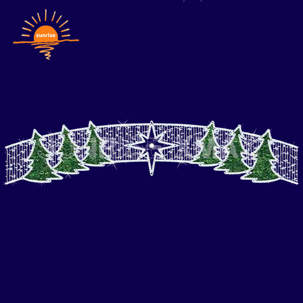 Christmas Cross Street Decor Lights Christmas Outdoor Decorations Waterproof Led Motif Light Christmas Tree Motif Light-Sunrise