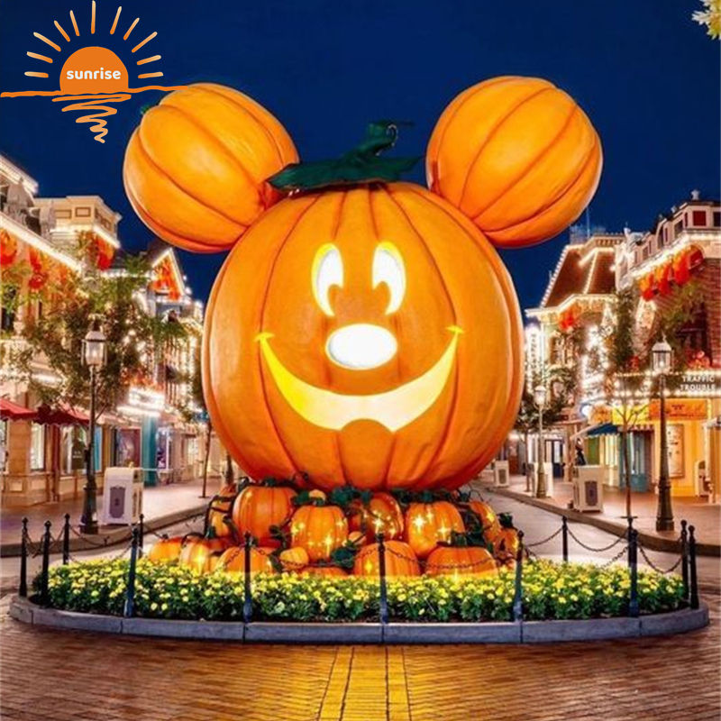Giant Customizable Plastic Pumpkin Fiberglass Amusement for Halloween Home Decorations for Parties and Outdoor Events