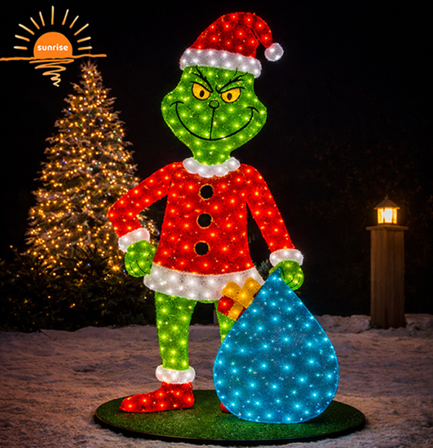 Wholesale Outdoor Commercial 2D 3D Grinch Motif Lights Outdoor Christmas Decoration for Light Show Wholesale Outdoor Commercial 2D 3D Grinch Motif Lights Outdoor Christmas Decoration for Light Show