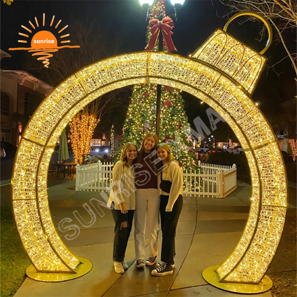 High-quality Waterproof IP65 bauble/ornament Theme Park Large Christmas Light 3d Decorative Arch Pattern LED Light show in stock