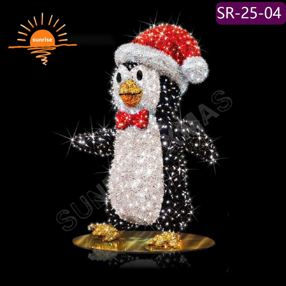 Outdoor lighted christmas Penguin motif light show the Color-changing RGB animals street decoration for park