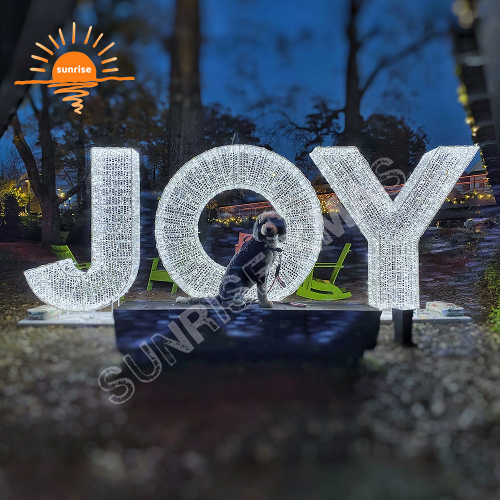 IP65 Custom Christmas Letters JOY Ornament for Shopping Mall Xmas Park Decorations Giant Commercial LED Outdoor Motif Lighted
