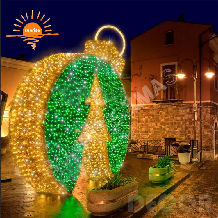 arch pattern LED light show waterproof IP65 park large Christmas bauble/ornament light 3d giant outdoor tree decorative motif