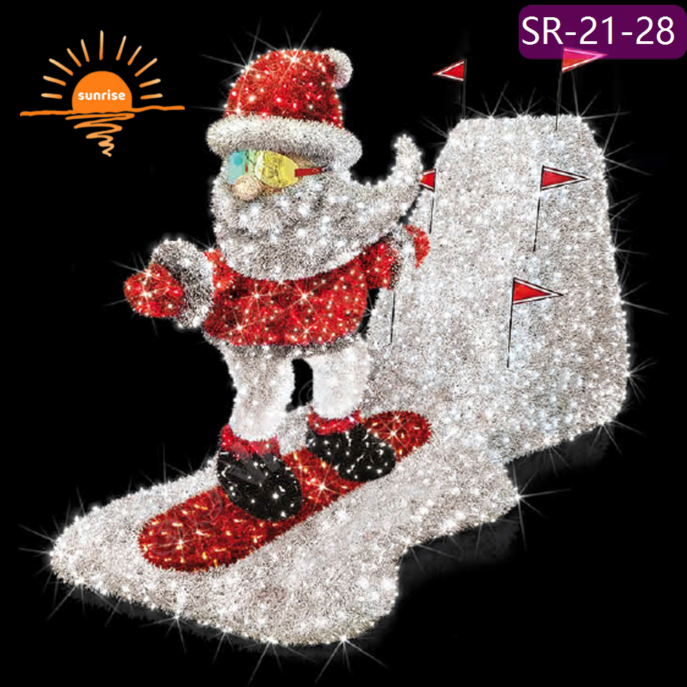 Holiday Skiing snowman decoration LED Santa Claus motif light show christmas outdoor waterproof mall Landscape lighting
