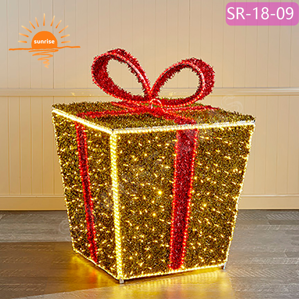3D LED motif gift box presents decoration custom color mall park decoration props for light show