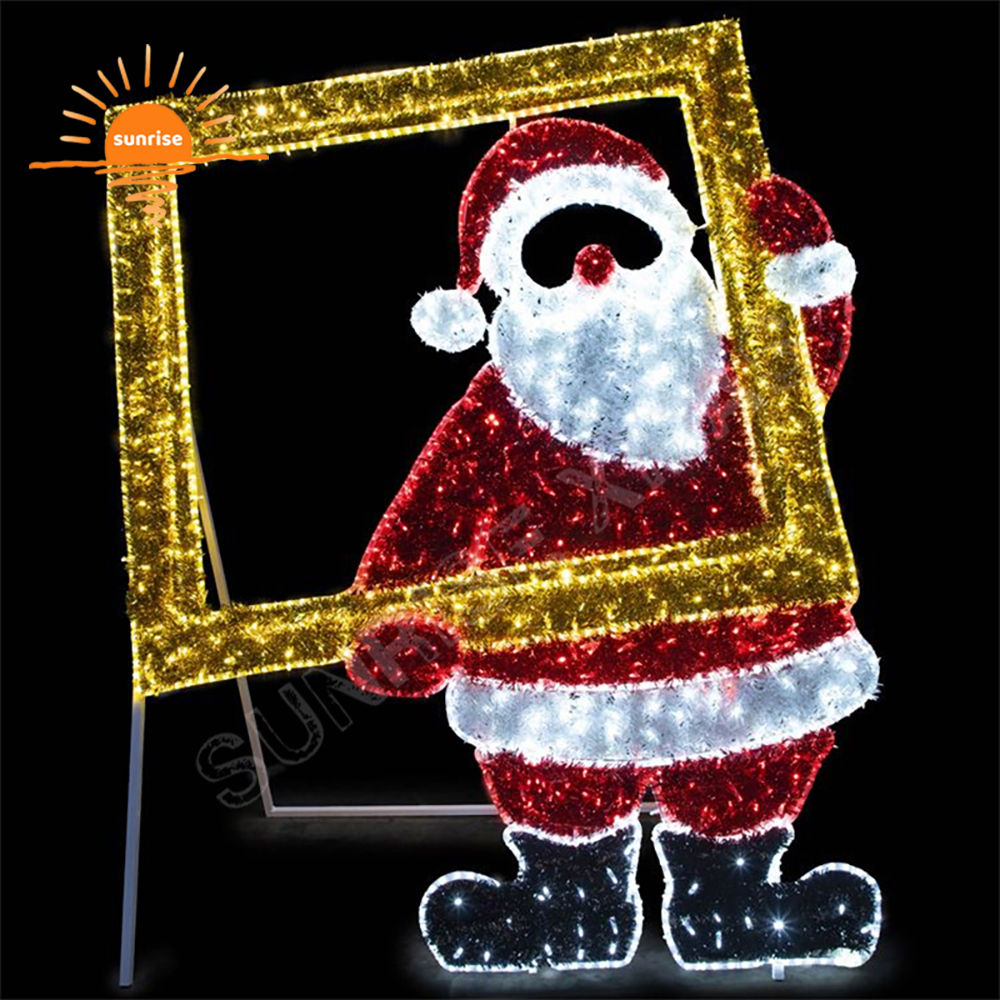 Sled with Santa Claus string light for Festive Displays Christmas Photo Op Motif Light show Outdoor gift Photo frame Decorative