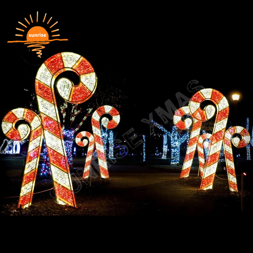 Hot Christmas led light holiday decoration red warm white candy cane stick wands lights Outdoor waterproof light show in stock