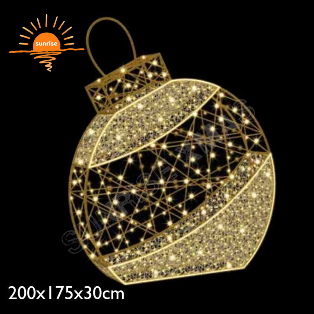 Customized IP65 Outdoor Waterproof Large Christmas Led Light Ball Luxury Commercial Street 3D Bauble/ornament Decoration