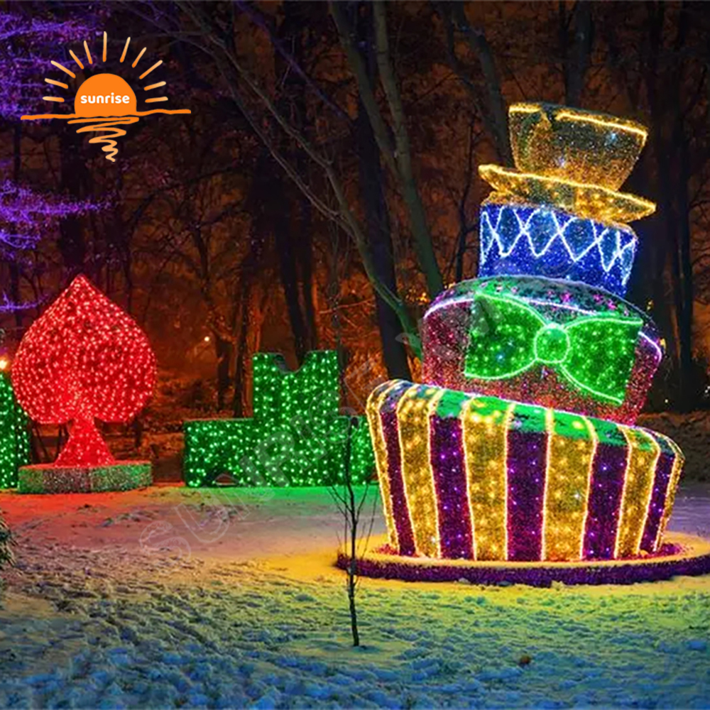 LED Candy Cake Theme Motif Decorative Christmas Illuminated Large 3D Sweets Photo Frame Light Show Xmas Selfie Station Decor