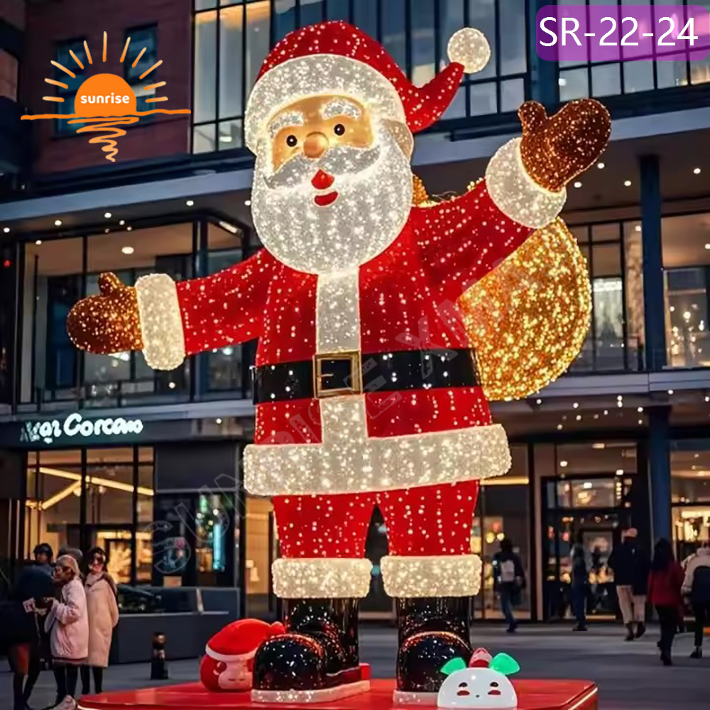 Custom Commercial Shopping Malls IP65 Outdoor Christmas Decoration LED motif RGB pixel Lights Santa Claus Theme Lights