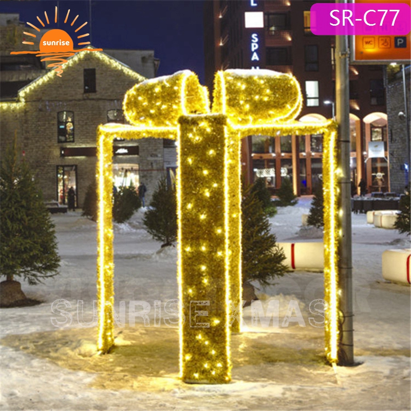 2022 New Style  Light 3m 4m Large  Led Gift Box Street Outdoor Decoration for Shopping Mall.
