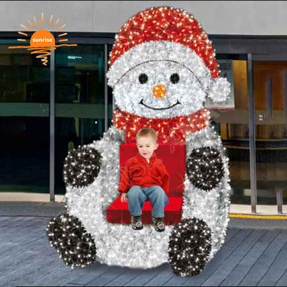Large Outdoor Waterproof 3d Snowman Chair Led Christmas Theme Lights Outdoor Park Street Luxury Lighting Skiing Decorations
