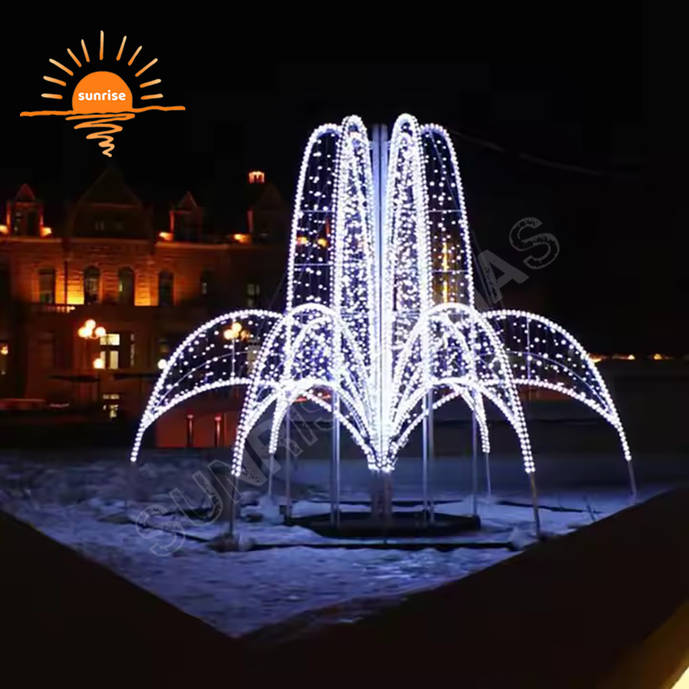 Waterfalls Fountain Theme Season in Winterland Light Show 3D LED Rope Motif Light Christmas Large Waterproof Garden Decoration