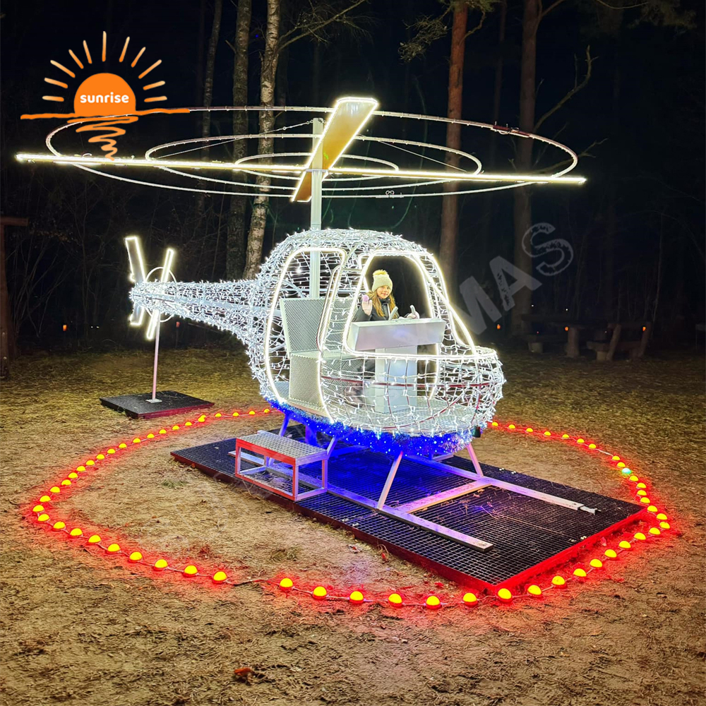 Holiday Christmas Helicopter Giant Motif Decoration Supplies LED Waterproof Sports Car Theme Light Show for Street Garden Park
