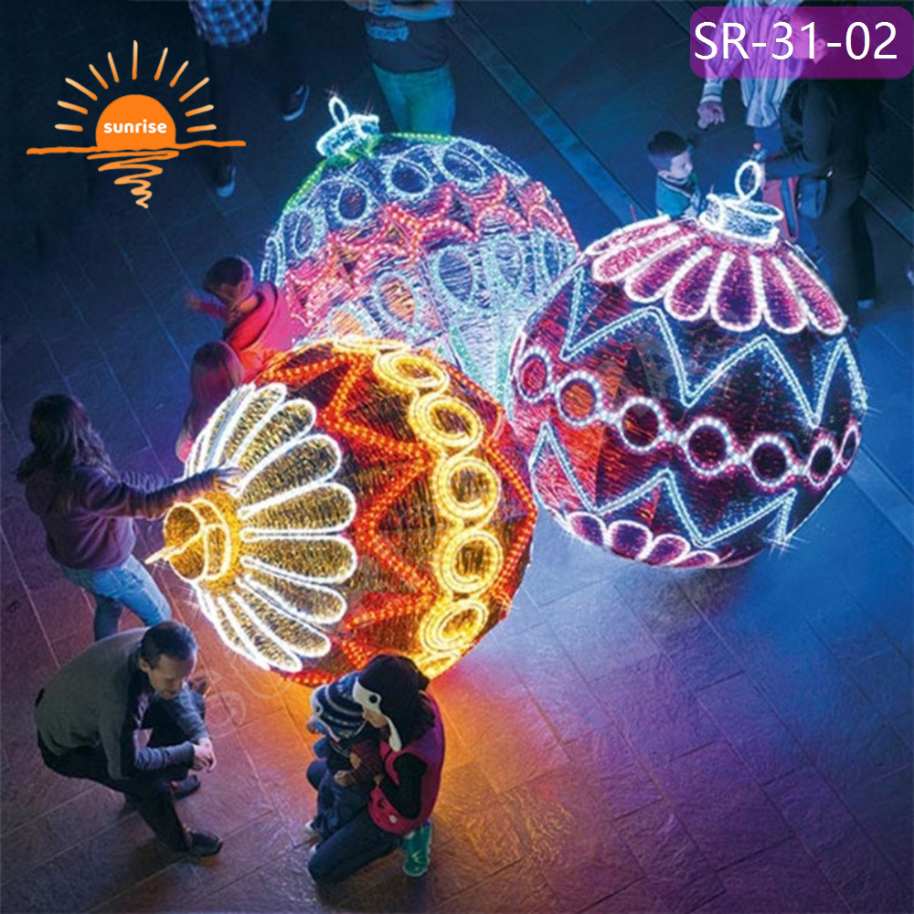 Street RGB LED Christmas bauble/ornament motif light show large walk through tunnel arch decoration for mall garden