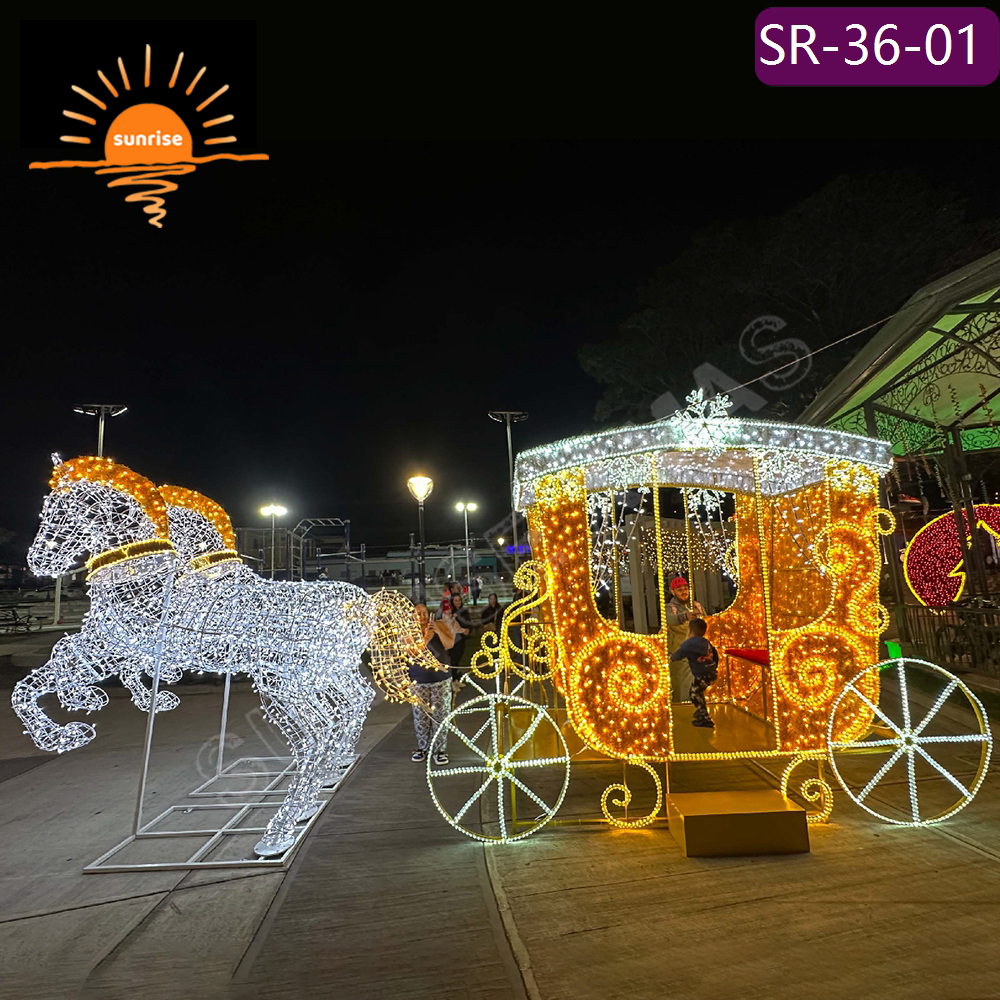 IP65 Christmas High-quality Outdoor motif light show Custom 3D Sculpture Giant Train Colorful Holiday LED Theme Decorative