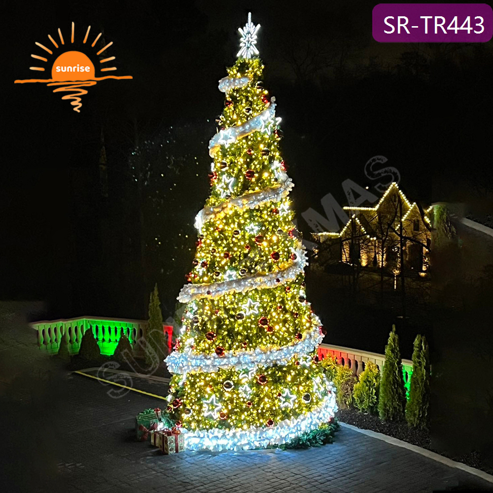 Christmas lights outdoor waterproof artificial christmas tree Built in branches easy to install large tree for shopping center