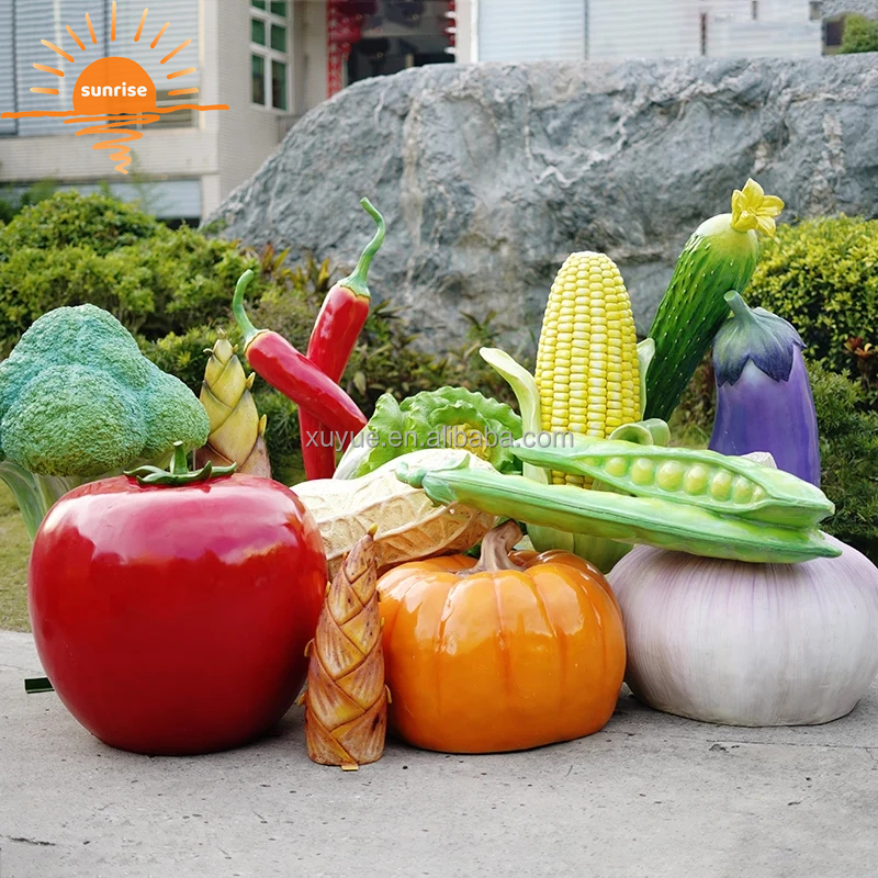 2022 New  Fiberglass Resin Vegetable Fruit Pumpkin Watermelon Strawberry Pineapple Sculpture Outdoor Mall Fiberglass Decoration