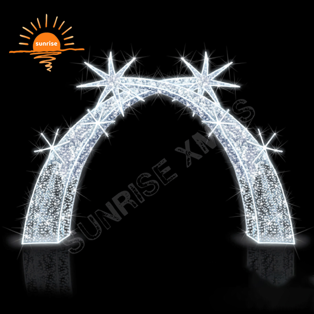 LED Holiday Snowflake Theme Walk Through Tunnel Light Commercial Waterproof Huge Reindeer Arch Christmas Decoration Light