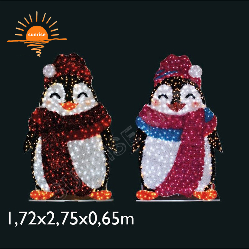 3D Led Large Bear Large Animal Sculpture Snowmen Lights Decor for Christmas Outdoor Giant Penguin Christmas Cow Decoration