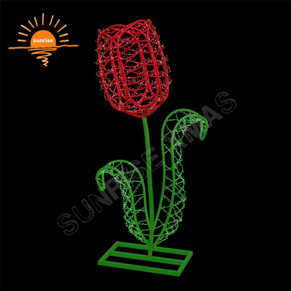 IP65 Commercial Motif Lights Show Led Christmas 3D Motif Flowers Handmade Plant and Insects for Park Holiday Decoration