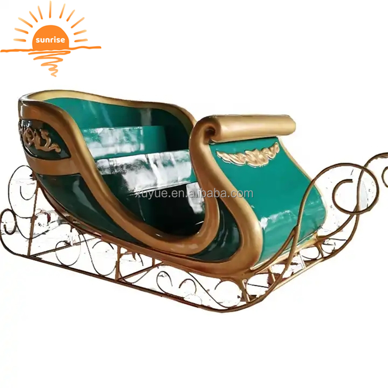 Lifesize Painted Fiberglass Santa Sleigh for Commercial Outdoor Christmas Decoration