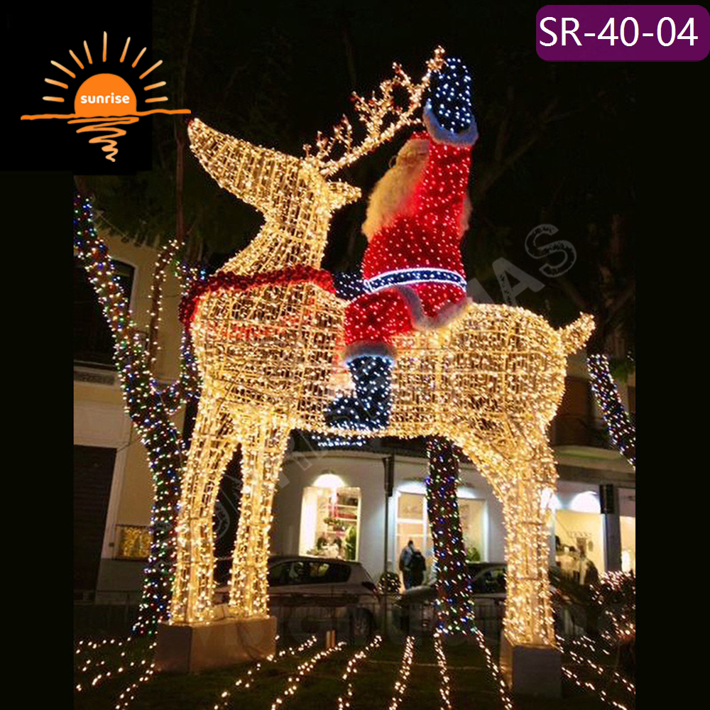 High Quality 3d Christmas Standing Reindeer Deer Light for Yard Decoration large LED outdoor motif light show