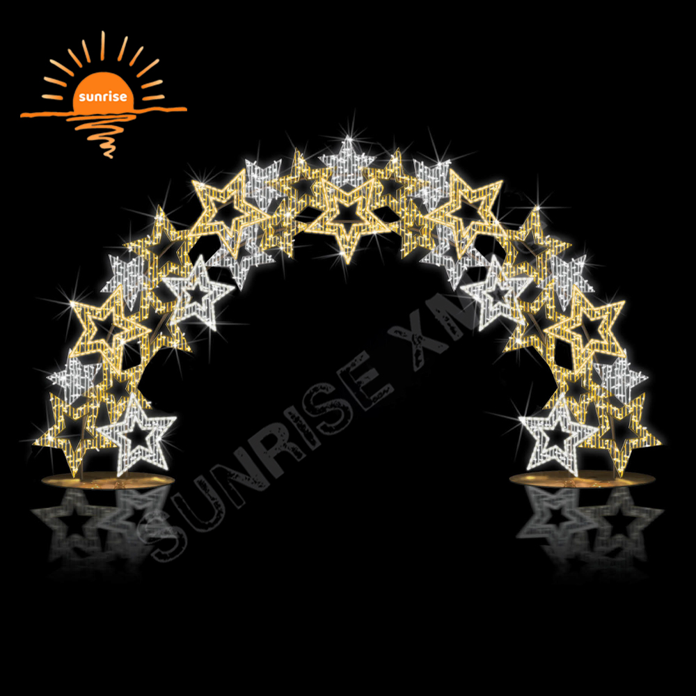 Outdoor Waterproof Custom Color Change LED Snowflake Lighting Tunnel Arch Reindeer Lighting Christmas Decoration Light Show