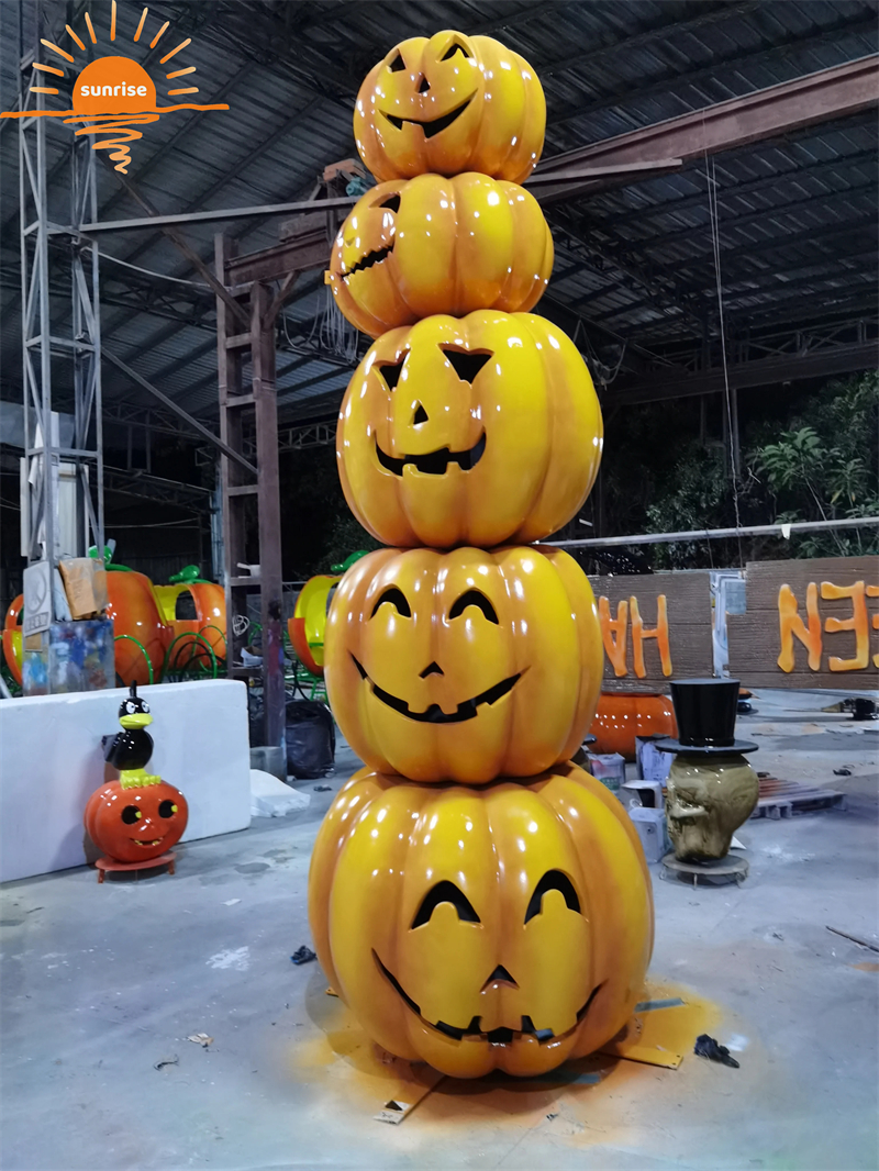 Halloween Props Toys Resin Art Crafts Statues Figurines Sculpture Fiberglass Halloween Pumpkin Light for Halloween Decorations